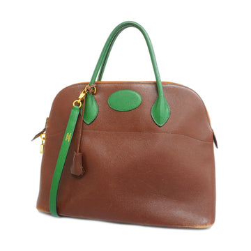 HERMESAuth  2WAY Bag Bolide 35 〇V Stamp Women's Courchevel Leather Green,Havane