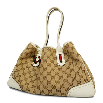 GUCCIAuth  Sherry Line 163805 Women's GG Canvas Handbag,Tote Bag Beige,Ivory