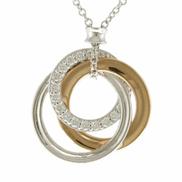 TIFFANY&Co. triple interlocking necklace 18k gold K18 white diamond ladies