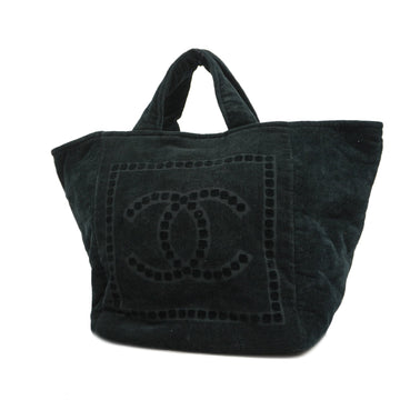 Chanel Women's Pile Fabric Tote Bag Black