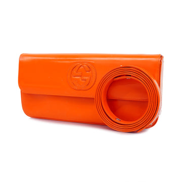 GUCCIAuth  Interlocking G 510304 Women's Leather Shoulder Bag Orange
