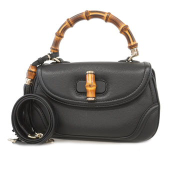 Gucci 2way Bag New Bamboo 254884 Women's Leather Handbag,Shoulder Bag Black