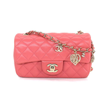 CHANEL mini matelasse chain shoulder bag leather pink gold metal fittings Valentine limited A90249 Mini Matelasse Bag