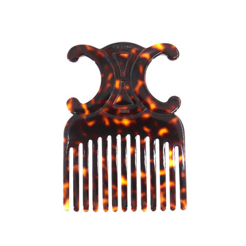 CELINE Triomphe Hair Comb Tortoiseshell Pattern Plastic Dark Havana 4M2257AH7 Brown comb