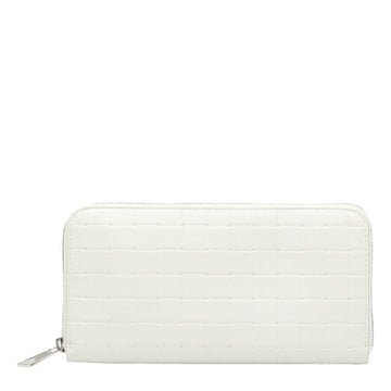 BOTTEGA VENETA check long wallet white silver leather ladies BOTTEGAVENETA