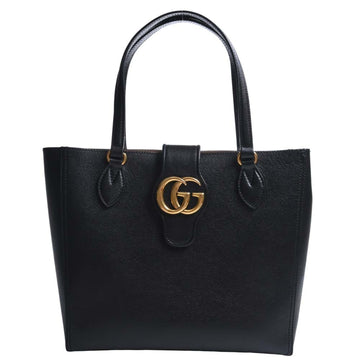 GUCCI Leather Double G Small Tote Bag 652680 Black Ladies