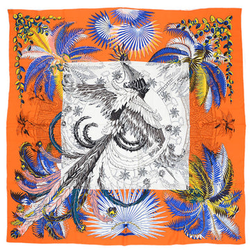 HERMES Carre 140 Jean Scarf Mythiques Phoenix Orange/Blue/White