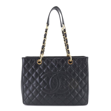 CHANEL Matelasse Grand Shopping Chain Tote Bag GST Caviar Skin Leather Black A50995