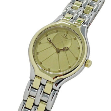 OMEGA Symbol Watch Ladies Quartz Stainless Steel SS Silver Gold Polished