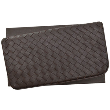 BOTTEGA VENETA Long Wallet Intrecciato Brown Leather Bifold Women's Men's