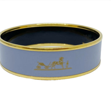 HERMES bangle bracelet enamel light blue x gold women's men's size: 19