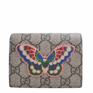 GUCCI GG Supreme Butterfly Bifold Wallet 456867 Beige Women's