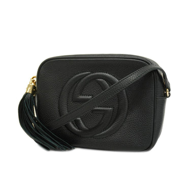 GUCCI Shoulder Bag Soho 308364 Leather Black Gold Hardware Women's