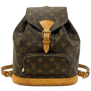 LOUIS VUITTON Backpack Montsouris MM Brown Beige Monogram M51136 Canvas Nume Leather SP0938  LV Flap Rucksack