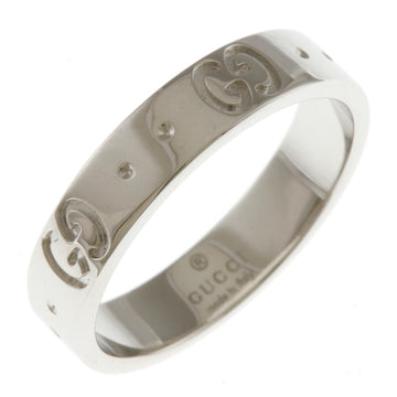 GUCCI Icon Ring No. 9.5 18K K18 White Gold Women's