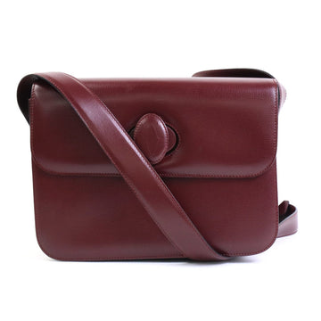 CARTIER shoulder bag leather burgundy gold unisex