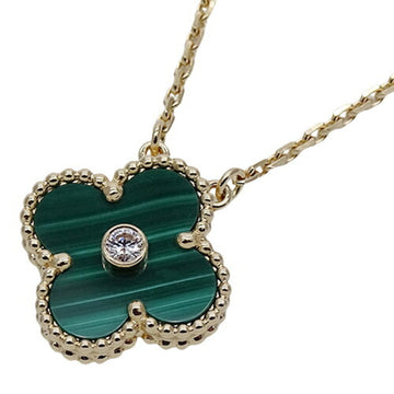 VAN CLEEF & ARPELS Necklace Alhambra Women's 750YG 1P Diamond Malachite 2013 Christmas Limited Yellow Gold Polished