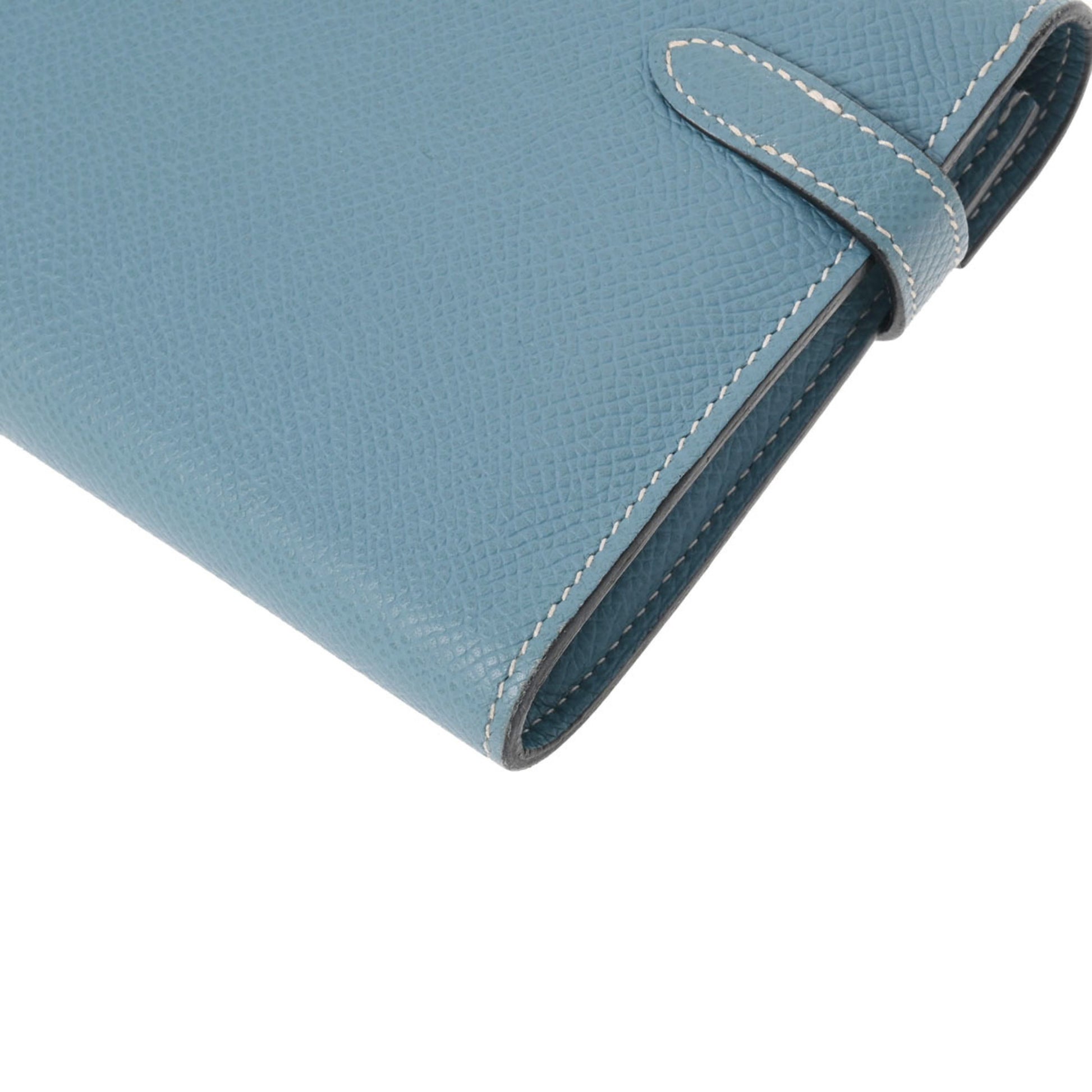 HERMES] Hermes Bean long wallet Vo Epson Blue Jean Light Blue □ J