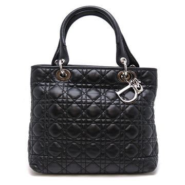 Christian Dior Dior Lady Ladies Handbag Lambskin Black x