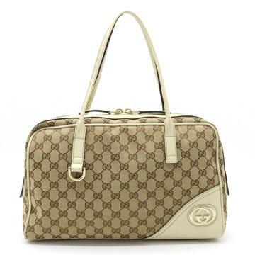 GUCCI GG Canvas Boston Bag Shoulder Tote Beige Ivory 169971