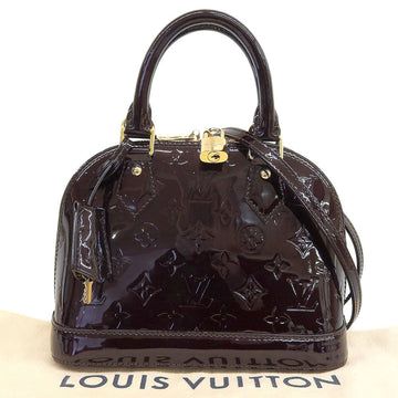 LOUIS VUITTON Monogram Vernis Alma BB Handbag Bag Amarant M91678