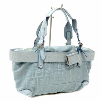 FENDI Handbag Zucca Ladies Light Blue Canvas Leather 8BH143