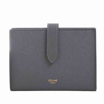 Celine Leather Medium Strap Bifold Wallet Gray