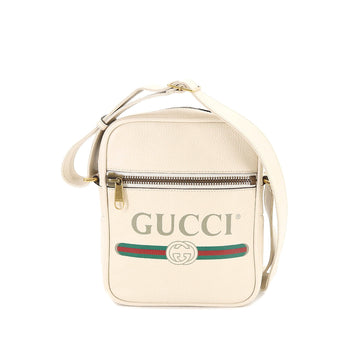 GUCCI print shoulder bag leather ivory 523591 gold hardware Shoulder Bag