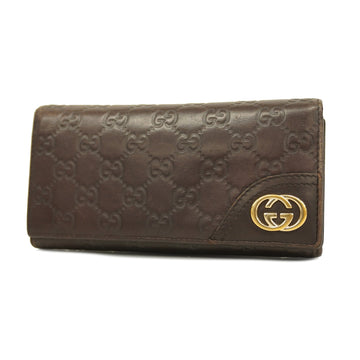 GUCCIAuth ssima Bi-fold Long Wallet Gold Hardware 204836 Brown