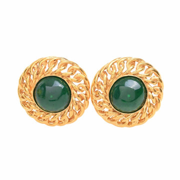 CHANEL Colored Stone Earrings Green Ladies