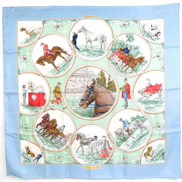 HERMES Scarf Carre 90 Auteuil en Mai May of Silk Light Blue Unisex