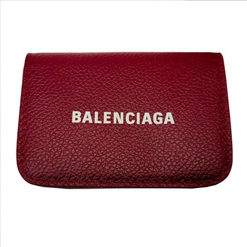 BALENCIAGA tri-fold wallet logo leather mini 593813 women's men's red