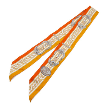 HERMES twilly scarf Orange silk