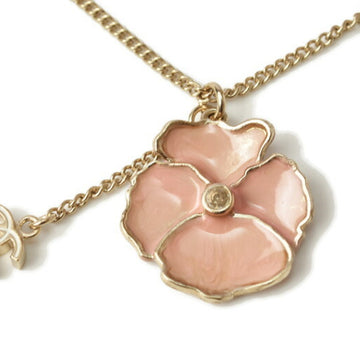 Chanel necklace/pendant CHANEL flower motif/coco mark/CC pink beige/gold