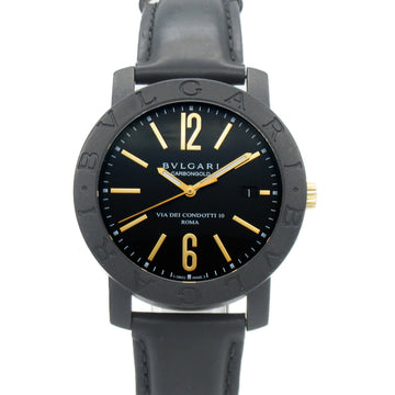 BVLGARI  Wrist Watch Watch Wrist Watch BBP40BCGLD Mechanical Automatic Black Leather belt carbon BBP40BCGLD