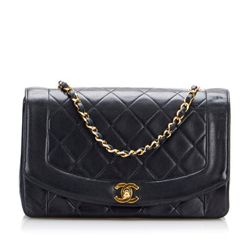 CHANEL Matelasse Diana Chain Shoulder Bag Black Lambskin Ladies