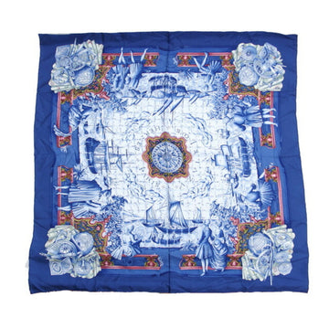 HERMES Azulejo Carre 90 Scarf Muffler Blue