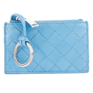 BOTTEGA VENETA Intrecciato Leather Light Blue Unisex Key Case