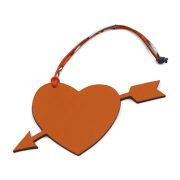 HERMES Petit Ash Charm Vo Epson Togo Orange Red Heart & Arrow Bag