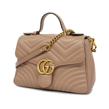 GUCCIAuth  GG Marmont 2WAY Bag 498110 Women's Leather Beige