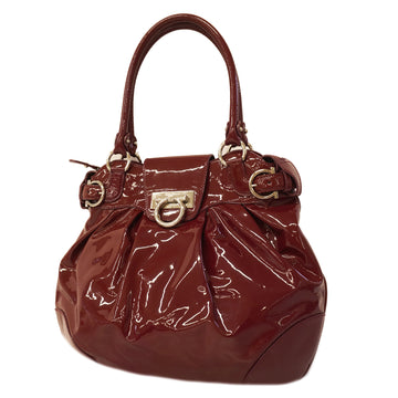 Salvatore Ferragamo Gancini Enamel Women's Handbag Bordeaux