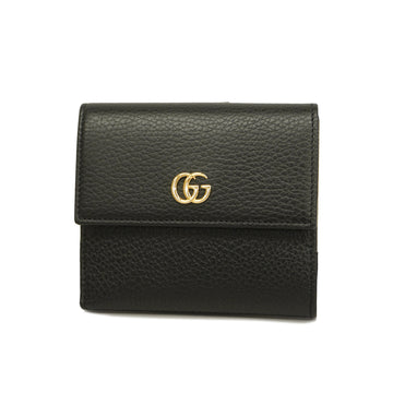 GUCCIAuth  GG Marmont Gold Hardware 456122 Women's Leather Wallet Black