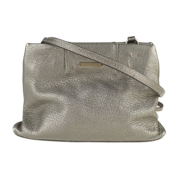 CELINE shoulder bag leather gunmetal clasp