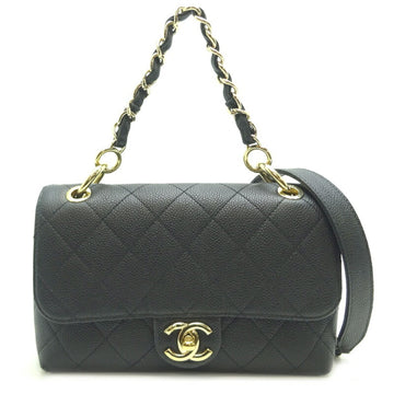 CHANEL Matelasse 23 Chain Shoulder Bag Women's Caviar Skin Black