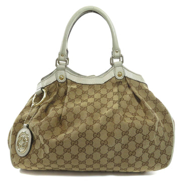 Gucci 211944 GG Handbag Leather Canvas Ladies