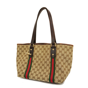 GUCCIAuth  Sherry Line 137396 Women's GG Canvas Handbag,Tote Bag Beige Brown