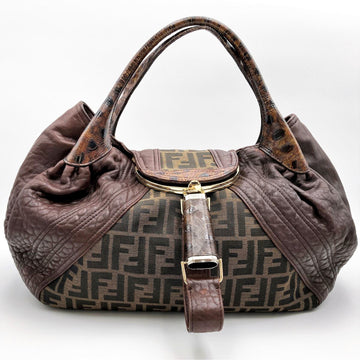 FENDI Spy Bag Handbag Shoulder Zucca Brown Canvas x Leather Ladies 2308-8BR511