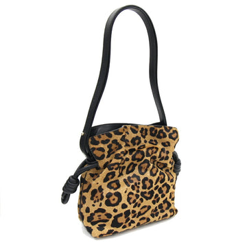 LOEWE One Shoulder Bag Brown Black Harako Leather Women's Leopard