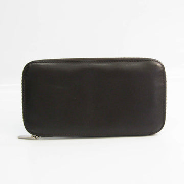 VALEXTRA V9L06 Unisex Calfskin Long Wallet [bi-fold] Dark Brown