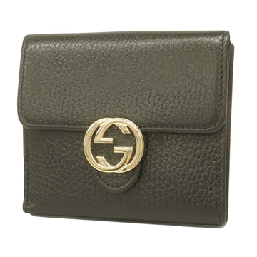 GUCCIAuth  Bi-fold Wallet Interlocking G 615525 Women's Leather Wallet [bi-fold] Black